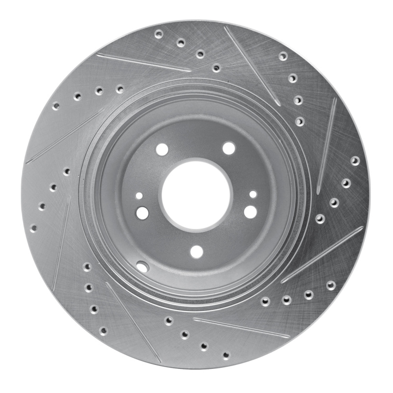 Genesis G80 Brake Rotor (1) - Rear Left - R1 Concepts - Drilled & Slotted - Silver - `18-`23